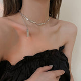 Fashion Geometric Irregular Metal Necklace Female Sweet Cool Hot Girl Silver Color Clavicle Simple Water Wave Alloy Neck Jewelry daiiibabyyy