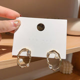 Korean Fashion Metal Geometric Oval Statement Stud Earrings Females Temperament Jewelry Wedding Party Earring For Women Brincos