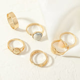 6pcs/set Vintage Bohemia Metal Opal Knuckle Rings Set For Women Fashion Geometric Statement Rings Party Jewelry Forefinger Ring daiiibabyyy
