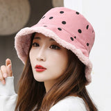 Fisherman Cap Women's Winter Hat 2022 New Women Warm Bucket Hats Lady Dots Star Print Outdoor Panama Hat for Women зима daiiibabyyy