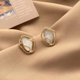 2021 New Korean Minimalist Geometric Irregular Shell Stud Earrings For Women Temperament Simple Statement Earrings Jewelry Gift daiiibabyyy