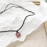 Daiiibabyyy Fashion Natural Strawberry Crystal Necklace Women Korean Simple  Rope Chain Kawaii Choker Vintage Jewelry