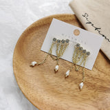 2021 Fashion Imitation Pearl Rhinestone Tassel Chain Dangle Earrings Girls Party Jewelry Gift Fine Trendy Drop Earring For Women daiiibabyyy