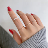 5pcs/set Fashion Simple Korean Finger Rings Sets For Women 2022 Trendy Chic Imitation Pearl Circles Forefinger Ring Femme Bijoux daiiibabyyy