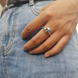 Lost Lady Retro Silver Black Skull Skelton Heart Rings Trendy Hiphop Punk Antique Finger Rings for Women Party Jewelry Gift daiiibabyyy