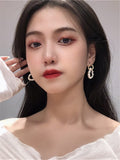 Korean geometric irregular freshwater pearl earrings, simple fashion women's earrings, 2022  new style daiiibabyyy