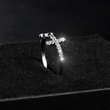 Trend Silver Color Alloy Rhinestone Cross Ring Geometric Heart Adjustable Open Rings For Women Fashion Jewelry Gift Dropshipping daiiibabyyy
