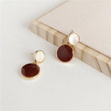 Vintage Brown Blue Enamel Matte Drop Earrings for Women Metal Fashion Statement Dangle Earrings 2021 Trend Jewelry Party Gift daiiibabyyy