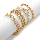 4Pcs/Set Vintage Pearl Metal Bracelet Set for Women Female Multilayer Bangles Bracelet 2022 Charms Fashion Jewelry Gift daiiibabyyy