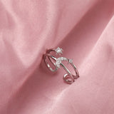 Trendy Gold Sliver Color Chain Rings Set For Women Fashion Geometric Star Moon Ball Heart Ring 2022 Party Jewelry daiiibabyyy