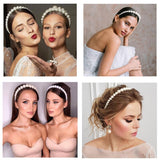Fashion Pearl Headband and Earrings Set For Women Hairband Crystal Flower Pearls Headbands Crown for Bride Jewlry Wedding Tiara daiiibabyyy
