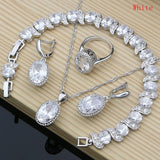 Silver 925 Bridal Jewelry Champagne Zircon Jewelry Sets For Women Earrings/Pendant/Necklace/Rings/Bracelet daiiibabyyy