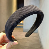 Retro Korean Style Headband Check Headband Wide Corduroy Twill Hairbands Korean Head Wrap Elegant Hair Hoop Hair Accessories daiiibabyyy