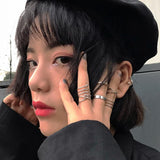 Punk Cool Hip Pop Multi-layer Adjustable Chain Four Fingers Open Alloy Women Rotate Rings for Women Party Gift daiiibabyyy