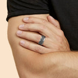 Daiiibabyyy Vintage Ring Man, Stainless Steel Twisted Rope Design Textured Pattern Ring, Men's Jewelry