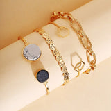4Pcs Punk Heavy Metal Big Thick Chain Bracelet Set Women Retro Geometric Metal Twist Chain Bangles Bracelet Fashion New Jewelry