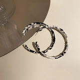 European and American Exaggerated Black and White Artificial Leather Hoop Earrings For Woman Gothic Fashion Jewelry Accessories daiiibabyyy