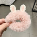 2021 New Hair Accessories Fake Fur Hair Rope Bear Scrunchies Women Girls Elastic Hair Rubber Bands Hair Ring Ponytail Holder daiiibabyyy