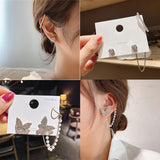 2021 New Trendy Long Butterfly Clip Earrings Ear Hook Pearl Ear Clips Without Pierced Ears Chain Earrings Women Girls Jewelry daiiibabyyy