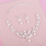 Wedding Jewelery Set Rhinestone Jewellery Necklace Sets for Women Crystal Pearl Earing Bridal Jewelry Sets Crown Tiara Bride daiiibabyyy
