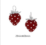 S925 New Crystal Pearl Transparent Strawberry Earrings Geometric Fruite Earring For Women Girls Travel Jewelry HUANZHI 2022 daiiibabyyy