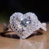 Elegant Silver Color Heart Shaped White Zircon Crystal Women's Ring Classic Fashion Women Bridal Wedding Engagement Ring Jewelry daiiibabyyy