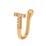 New Copper Alphabet Fake Nose Ring Cuff Non Piercing Letter Nose Ring Clip on Fake Nose Piercing Jewelry Ear Cuff Earring Women daiiibabyyy