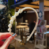 New Simple Full Pearls Women Hairbands Sweet Headband Hair Hoops Holder Ornament Head Band Lady Elegant Fashion Hair Accessories daiiibabyyy