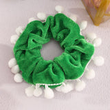 Christmas Flannel Hair Scrunchies Santa Claus Deer Head Rope Rubber Band Christmas Tassel Headband Fashionable Hair Accessories daiiibabyyy