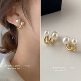 2021 New Retro Light Luxury Pearl Stud Earrings Korean Simple Jewelry Christmas Party Girl's Temperament Accessories For Woman daiiibabyyy