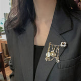 Luxury pearl tassel Camellia number 5 brooch fashion suit early autumn coat decoration corsage Brooches accessories daiiibabyyy