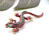 Vintage Personality Crystal Lizard Brooch Pin Colorful Geckos Animal Brooches Clothes Hat Decorations Jewelry Statement Gift daiiibabyyy