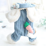 2022 Winter New Cotton Velvet Warm Dog Jumpsuit Jackets Cute Carrot Rabbit Ear Decor Costumes For Small Medium Dog Pet Clothes