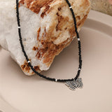 Goth Baroque Pearl Butterfly Pendant Necklace for Women Vintage Multi Layer Link Chain Necklace Punk Aesthetic Jewelry 2022 daiiibabyyy