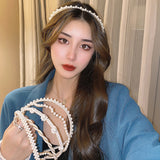 New Simple Full Pearls Women Hairbands Sweet Headband Hair Hoops Holder Ornament Head Band Lady Elegant Fashion Hair Accessories daiiibabyyy