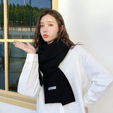 Women Scarf Pashmina Winter Soft Lady Female Shawls Wraps Solid Color Female Knitted Wool Long Scarf Thicken Keep Warm daiiibabyyy