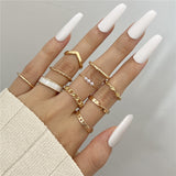 17KM Vintage Waves Cross Chain Rings Set For Women Punk Poker Infinity Flower Heart Finger Rings 2021 Trend Jewelry Party daiiibabyyy