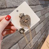 Vintage Luxury Crown Chain Brooch Women's Party Fragrant Wind Tassel Pearl Pin Buckle Badge Brooches Gift daiiibabyyy