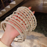 New Simple Full Pearls Women Hairbands Sweet Headband Hair Hoops Holder Ornament Head Band Lady Elegant Fashion Hair Accessories daiiibabyyy