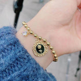2022 Vintage Metal Rose Flower Pendant Necklace For Women Elegant Clavicle Bracelet Metal Beads Chain Statement Parures Bijoux daiiibabyyy
