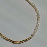 Elegant Natural Freshwater Irregular Pearl Necklace for Women Gold Chunky Link Chain Asymmety Chokers Stitching Charm Jewelry daiiibabyyy