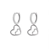 New Fashion Earring Shiny Copper Zircon Women Earrings Geometric Heart-shaped Drop Piercing Earrings for Women Jewelry Gift daiiibabyyy