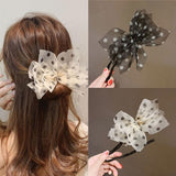 Chiffon Bow Polka Dot Tool Women Classic Magic Hair Twist Hair Styling Tools Quick Bun Donut Curler Maker Headwear Accessories daiiibabyyy