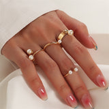 2021 New Ins Temperament Pearl Ring For Women Fashion And Popular Opening Adjustable Ring Retro Combination Banquet Gift daiiibabyyy