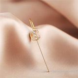 New Ear Needle Wrap Crawler Hook Earrings for Women Surround Auricle Diagonal Stud Copper Inlaid Zircon Piercing Earrings /1 Pc daiiibabyyy