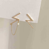 2022 New Contracted Asymmetric Modelling Fresh Temperament Drop Earrings Sweet Metal Tassel Fashion Korean Fine Women Earrings daiiibabyyy