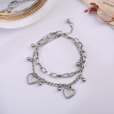 European and American fashion personality hip hop heart-shaped bracelet, retro punk women's bracelet, 2022 new