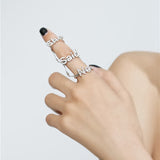 MENGJIQIAO Punk Fashion Ziron Metal Chain Rings Multi-layer Adjustable Rings For Women Trendy Letter Finger Knuckle Rings Set daiiibabyyy