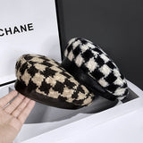 Women's Winter Leather Beret  All-match Fashion Painter Hat Women's Autumn and Winter Wool Knitted Beret Hat панама зимняя daiiibabyyy