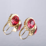 14K Gold Ruby White Diamond Drop Earrings for Women Lady Girls Engagement Wedding Bridal Fashion Jewelry Gift daiiibabyyy
